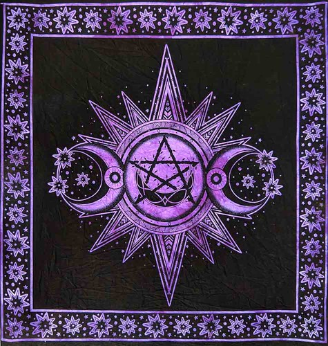 Altar cloth triple moon - altar, purple