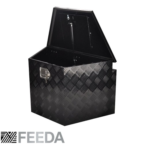 Black aluminum tongue tool box - black,