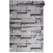 Grey 3D Brick Effect Wallpaper Slate Rustic Realistic Slightly Texture Wallpaper