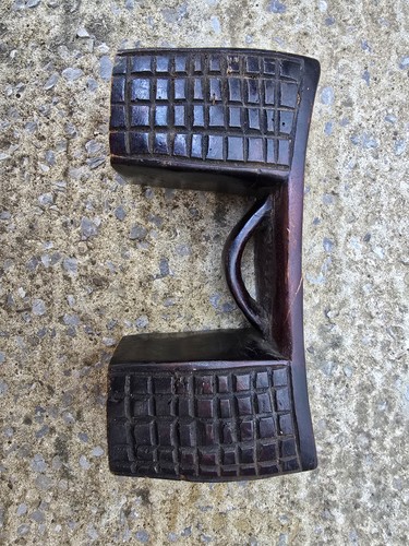African carved wooden headrest - african,