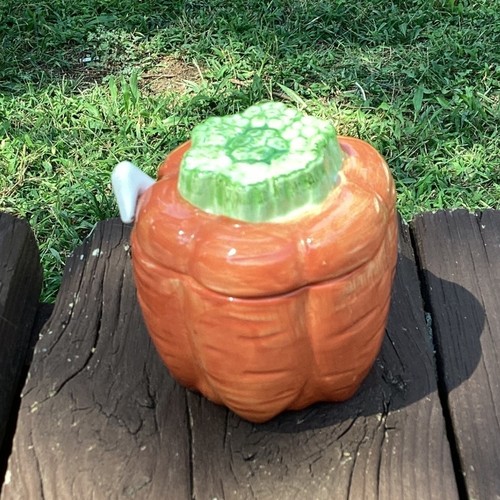 Vintage ceramic pumpkin jar - ceramic,