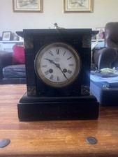 Outstanding Antique Slate And Marble Chiming Mantle Clock In Full Working Order