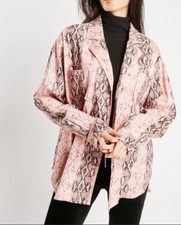Snakeskin Print Oversized Shirt,dusty Pink 100% Cotton Size 10-12 Uk New