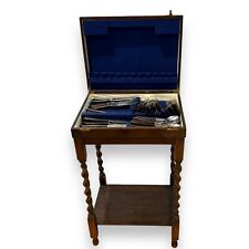 Vintage Oak Barley Twist Cutlery Table and 48 piece Cutlery Set