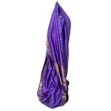 Exquisite Vibrant Purple 100% Pure Silk Saree with Gold Thread and Crystals