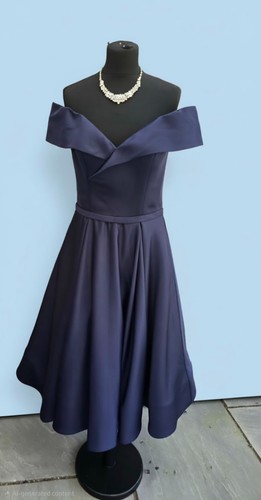 Terani navy line dress - a,