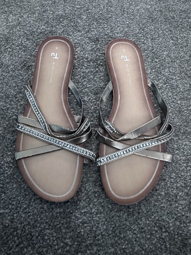 Slip sandals metallic - on, sandals,