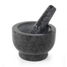 Salter Marble Pestle and Mortar Hand Grind Herbs and Spices Solid Marble Black