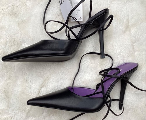Zara black real - leather, high
