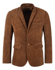 Men's Leather Blazer Tan Suede