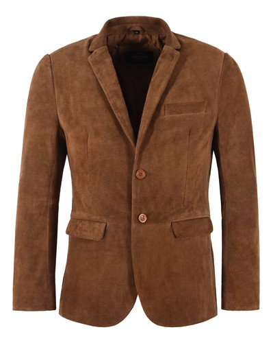 Men leather blazer tan suede - men's,