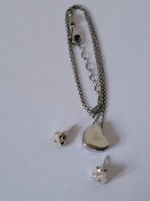 Dyadema Italy Sterling Silver Heart Necklace & Earrings 