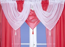 Voile Swags - Tassled - All Colours - Pelmet Valance Net Curtains Voile Curtains