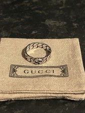 Gucci Interlocking Sterling Silver 6mm Ring Size 25 UK W Authentic