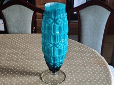 Magnificent 1960's/70's  EMPOLI ITALY Cased Glass Turquoise " TIKI " Kitsch Vase