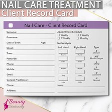 Nail Care Client Record Card Treatment Consultation Pedicure Manicure Salons A6