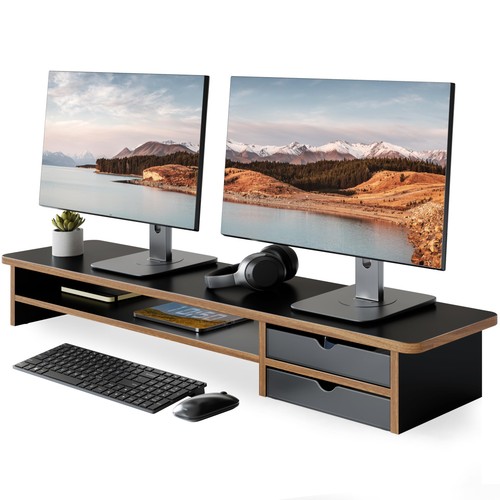 Dual monitor stand riser with - monitor,