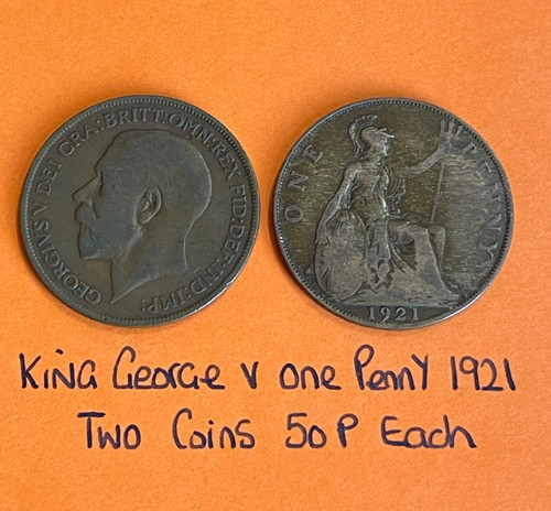 King george one penny coin - king,