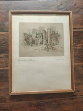 Salisbury & Wells. Pair Coloured Prints C.1930 In Feather Edge Inlaid Frames