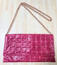ETUI~LONDON~FUCHSIA PINK MOCK CROC LEATHER ACROSS BODY SHOULDER CLUTCH BAG~VGC