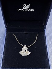Swarovski Silver Triangle Pendant On Brown Cord *Preloved*