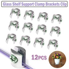 4-12pcs Glass Shelf Support Clamp Brackets Clip Polished Chrome Shelves 6mm-8mm