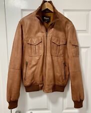 Monsoon tan leather bomber jacket