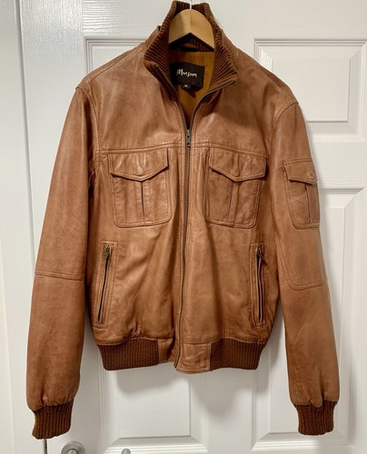 Monsoon tan leather bomber