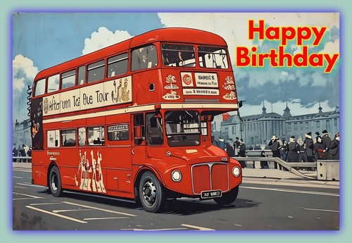 Bus happy birthday greeting - bus,