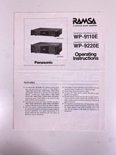 RAMSA Panasonic WP-9110E WP-9220E 2 Channel Power Amplifier Instructions - VGC