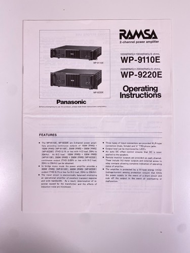 Ramsa panasonic 9110e - panasonic, wp-9110e