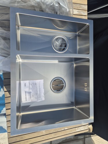 Stainless steel double bowl - stainless,