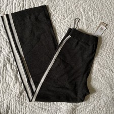 New THE WHITE COMPANY Grey Knit Wide Leg Joggers Trousers with Cashmere - Medium