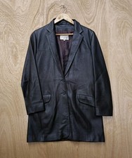 Jane Norris Soft Leather Jacket Button Up Blazer UK Size 12 Coat Long Sleeves