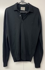 Liverpool Football Club X John Smedley Mens Small Long Sleeve Polo Black Merino