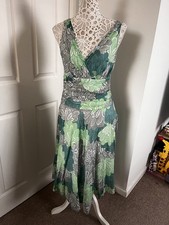 Pretty Monsoon Bali Size 12 Cotton Green Waist Lined 50's Summer Dress