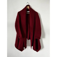 Nicole Farhi Coat 8 Red Alpaca Wool Pockets Wrap Jacket