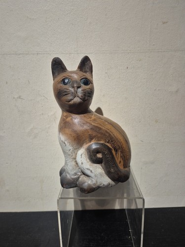 Wooden cat figurine large - cat,