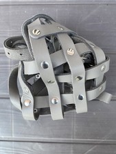 Leather Pitbull Dog Muzzle Doberman German Shepherd Secure Basket Grey Strong