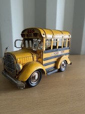 Handmade Vintage American School Bus Iron and Tin Vehicle Model Heavy