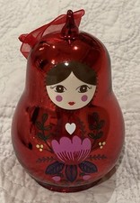 Red Glass Russian Doll folk Hanging Bauble Christmas Decoration N+T L M&S YK2 