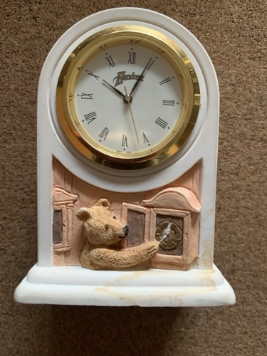 Handcast teddy bear clock - teddy,