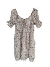 Shein White Pink Floral Dress Short Frill Milkmaid Lolita Gyaru Coquette Size S