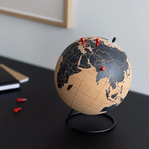 Cork globe push pins - cork,