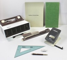 1970s Desktop Prop Set TV Film Office Decor Hole Punch Ruler Books Retro Display