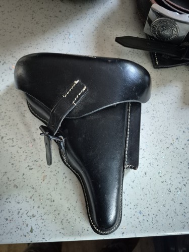 Replica black leather luger - black,