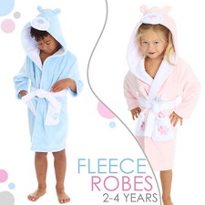 Kids Toddler Infant Girls Boys Teddy Bear Dressing Gown Hooded Robe 2 3 4 Years