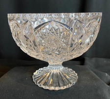 Royal Crystal Rock Lead Crystal 24% Large Footed Bowl Made In Italy Florence Mod