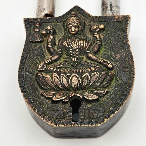 Antique indian brass padlock - antique,