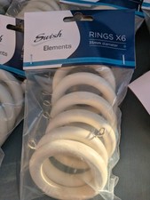 Swish Elements 35mm Curtain Pole Rings In Cream, Wooden
